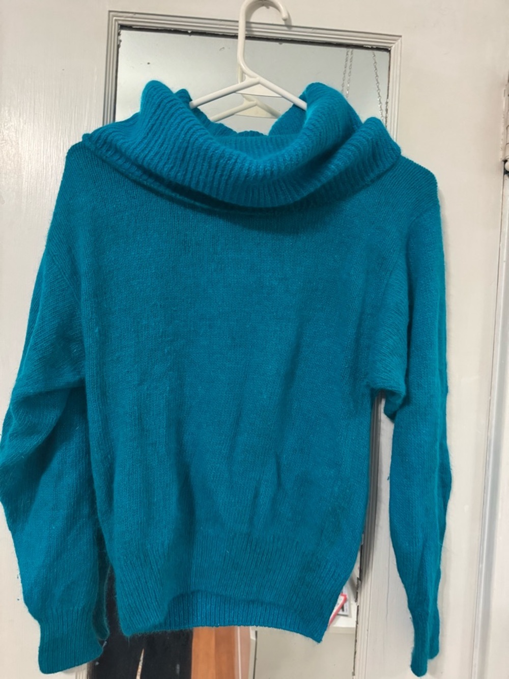VTG White Wheeler & Martha Silk Angora Cowl Neck Teal Size M